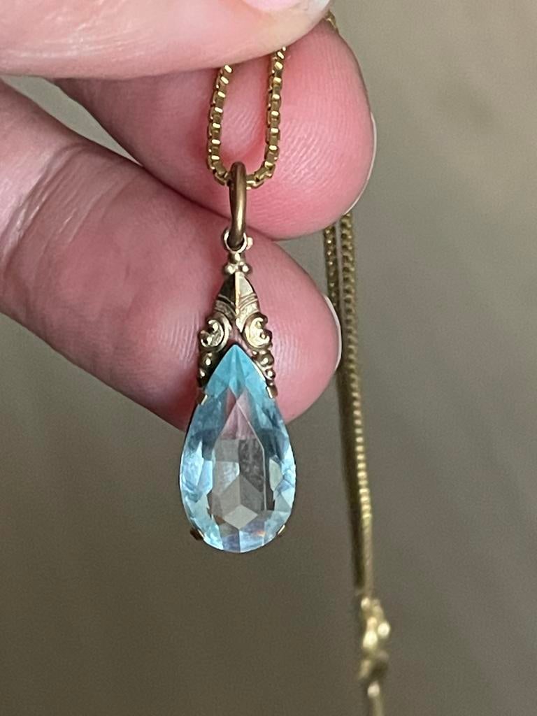 Double vintageketting met art-decohanger, Ophalen of Verzenden, Zo goed als nieuw, Goud, Overige materialen