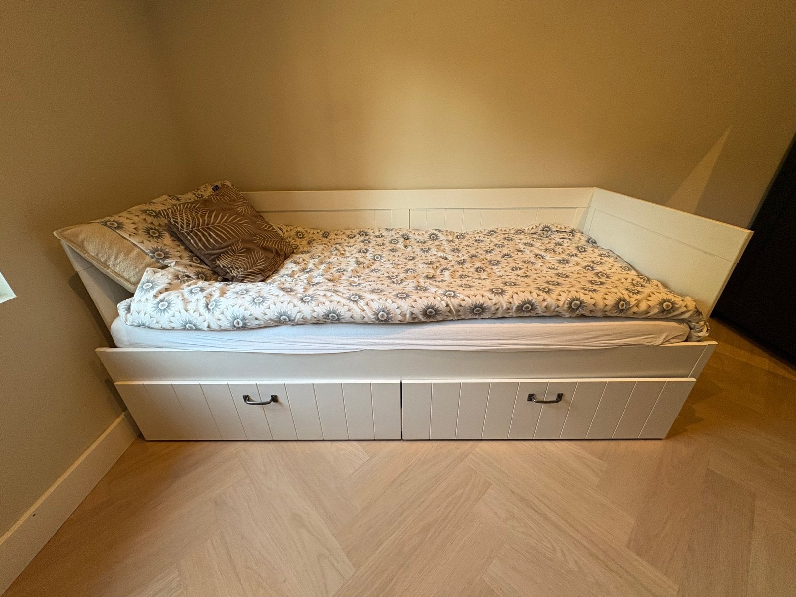Uitschuifbaar bed, Ophalen, 90 cm, Eenpersoons, Wit