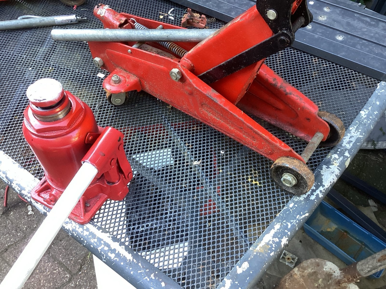 Garagekrik en Potkrik - Gebruikt maar functioneel, Ophalen of Verzenden, Gebruikt, Hydraulisch, Garagekrik
