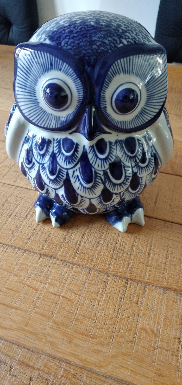 Uil Delfts blauw spaarpot, Ophalen, Zo goed als nieuw, Steen, Aardewerk of Keramiek, Dier