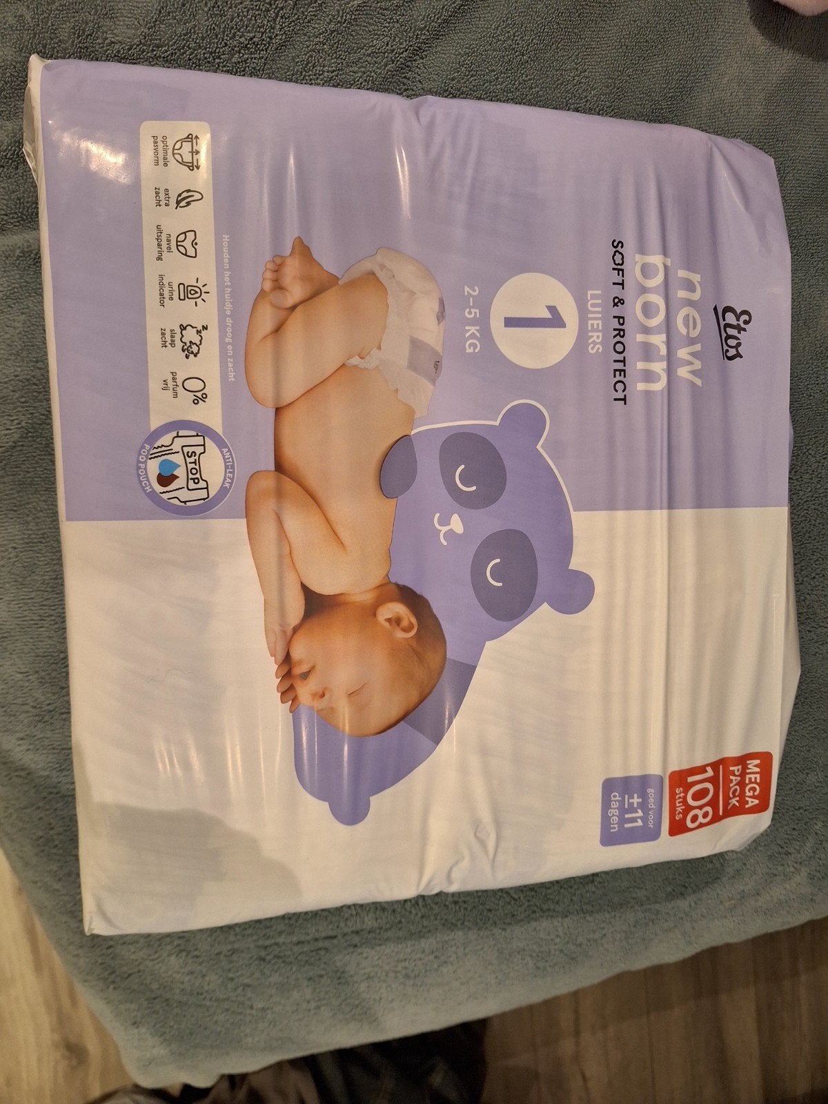 Etos New Born Luiers Maat 1 (2-5 kg) - Megapack 108 stuks, Ophalen, Nieuw, Etos, Jongetje of Meisje