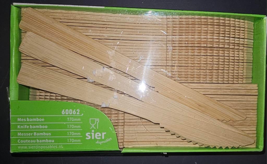 Bamboe messen 170mm - 50 stuks, Ophalen of Verzenden, Nieuw, Hout, Los bestek