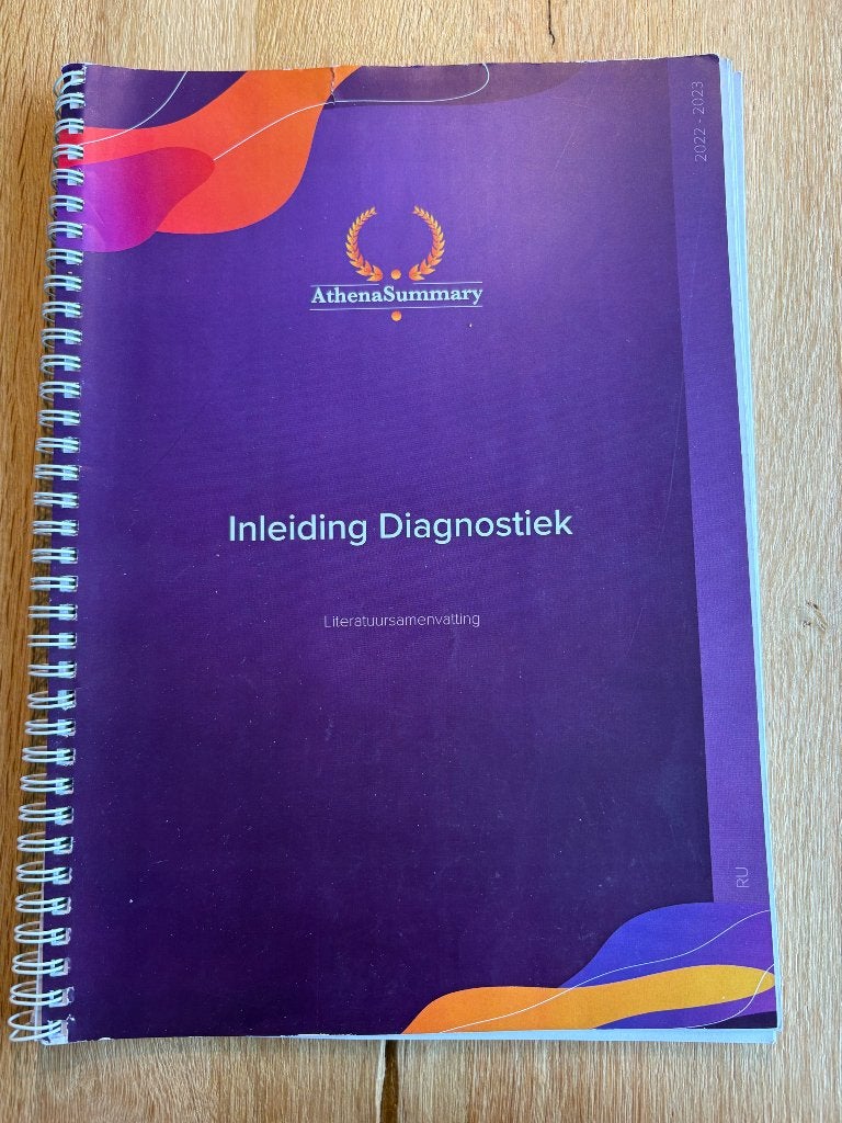 Athena literatuursamenvatting Inleiding Diagnostiek, Ophalen of Verzenden, Beta, Gelezen, WO