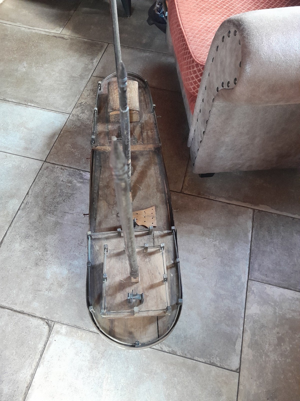 Antiek houten scheepsmodel - Decoratief, Hobby en Vrije tijd, Ophalen, Gebruikt, Groter dan 1:32, Overige merken