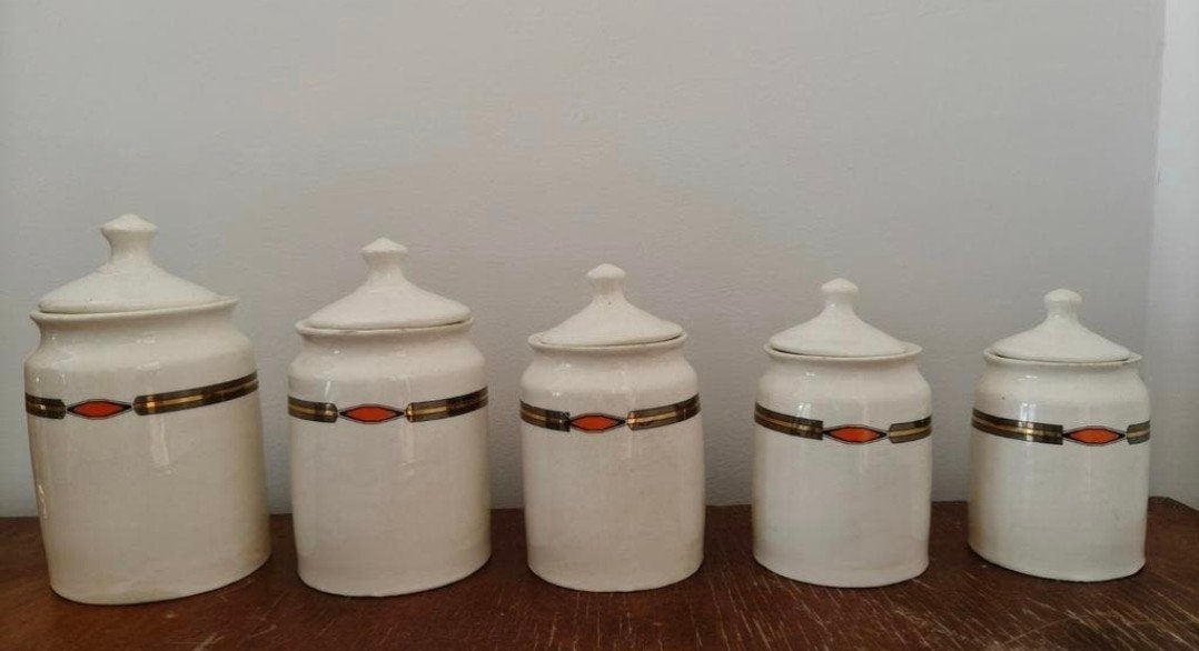 Art Deco voorraadpotten vintage, Ophalen of Verzenden