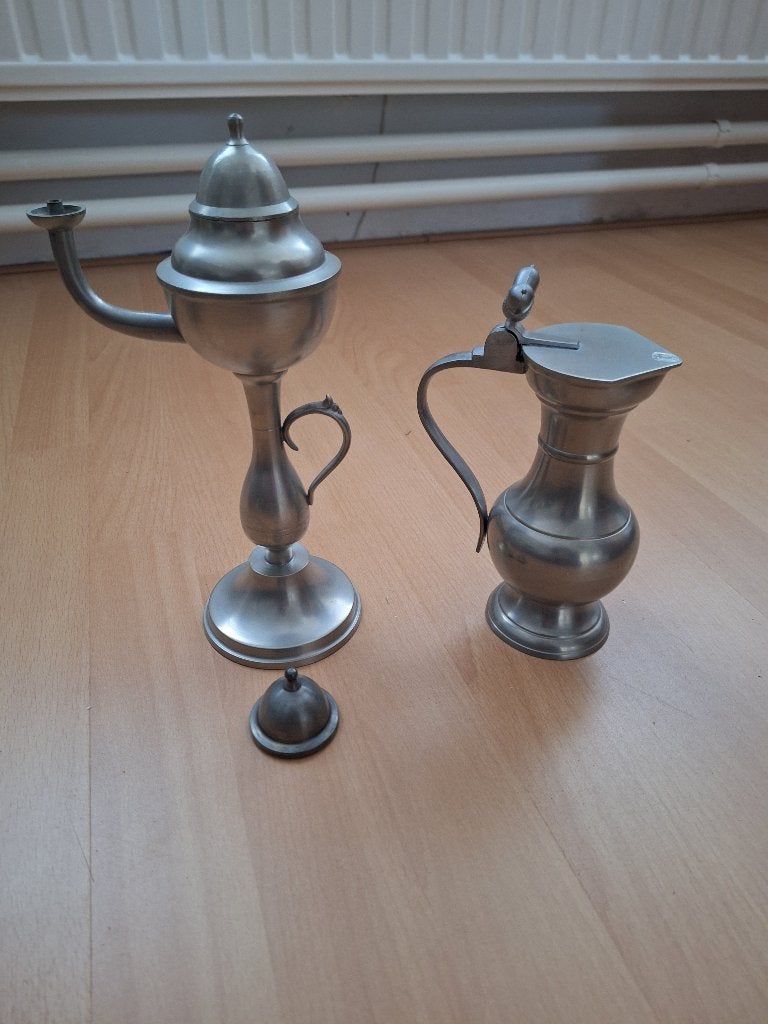 Tinnen oliekan en schenkkan, Antiek en Kunst, Ophalen of Verzenden