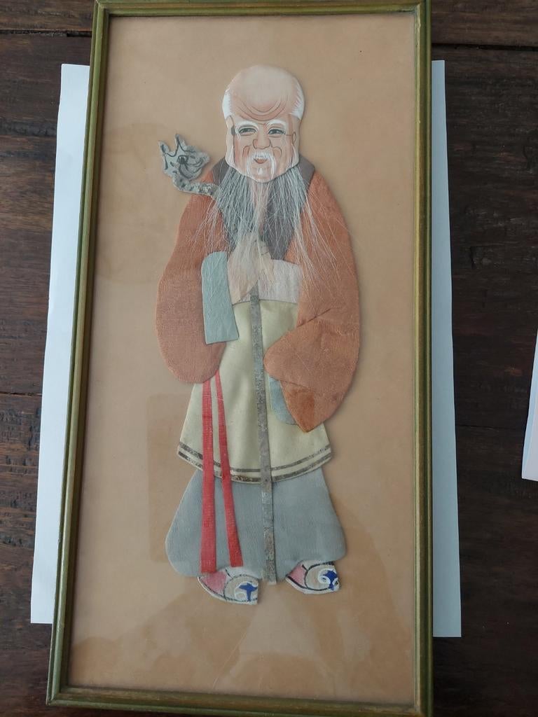 Antiek Chinees handwerkje zijde en papier., Ophalen