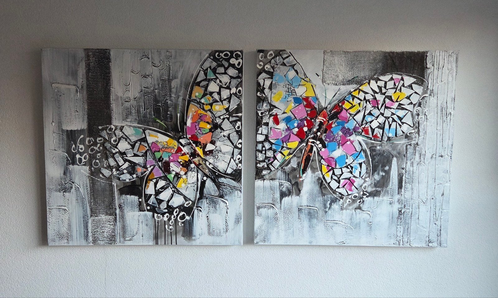 Tweeluik van vlinders, Antiek en Kunst, Kunst | Schilderijen | Abstract, Ophalen