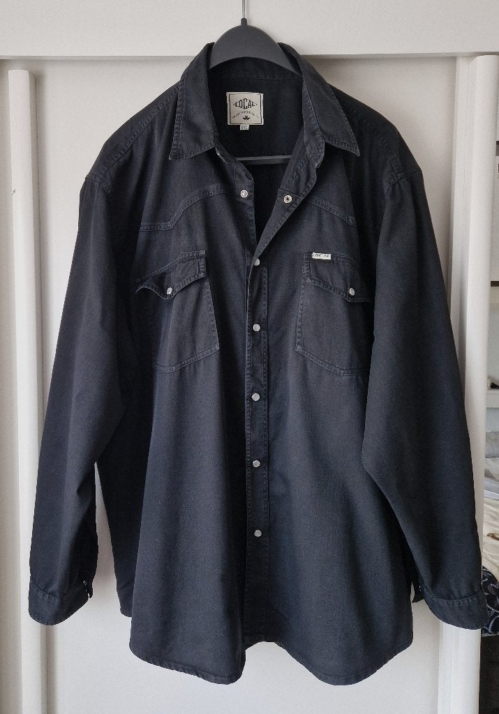 Vintage Zwart Denim Western Overshirt / Overhemd – Maat XXL, Local, Zwart, Ophalen of Verzenden, Zo goed als nieuw
