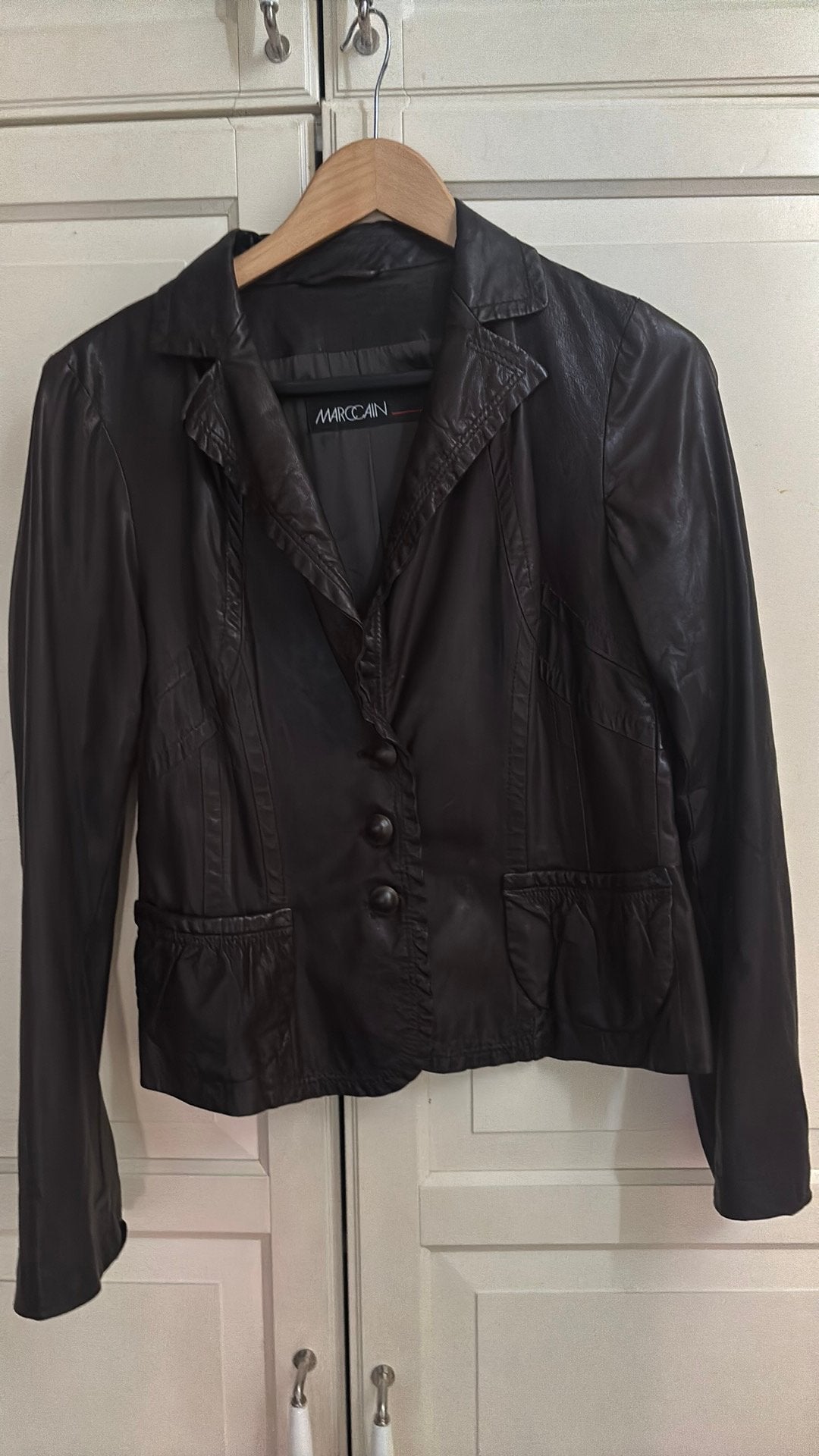 leren blazer jasje colbert Marc Cain maat 38 of N3, Ophalen of Verzenden, Zo goed als nieuw, Maat 38/40 (M), Zwart