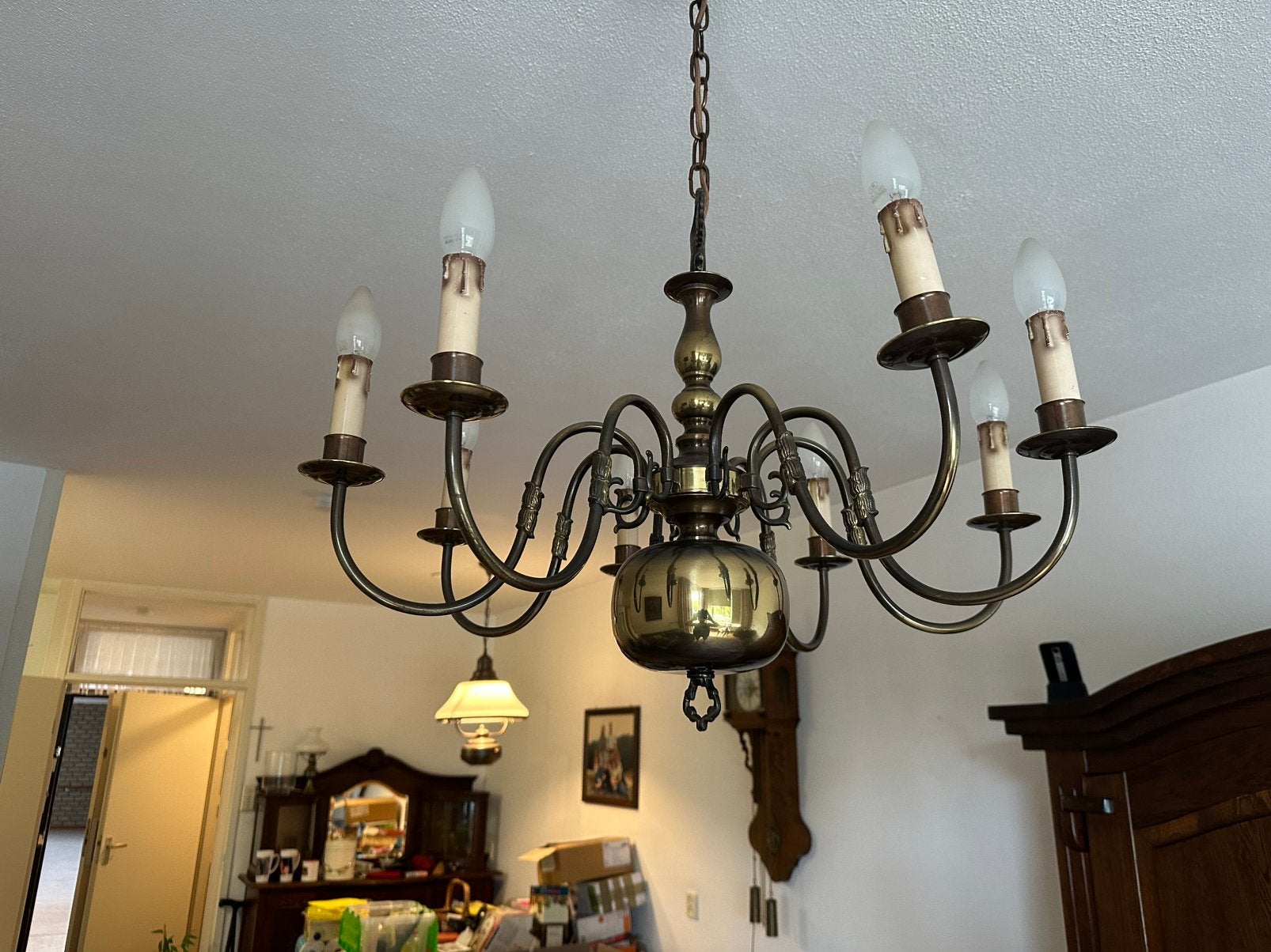 Klassieke metalen hanglamp, Ophalen, Gebruikt, Metaal, Klassiek