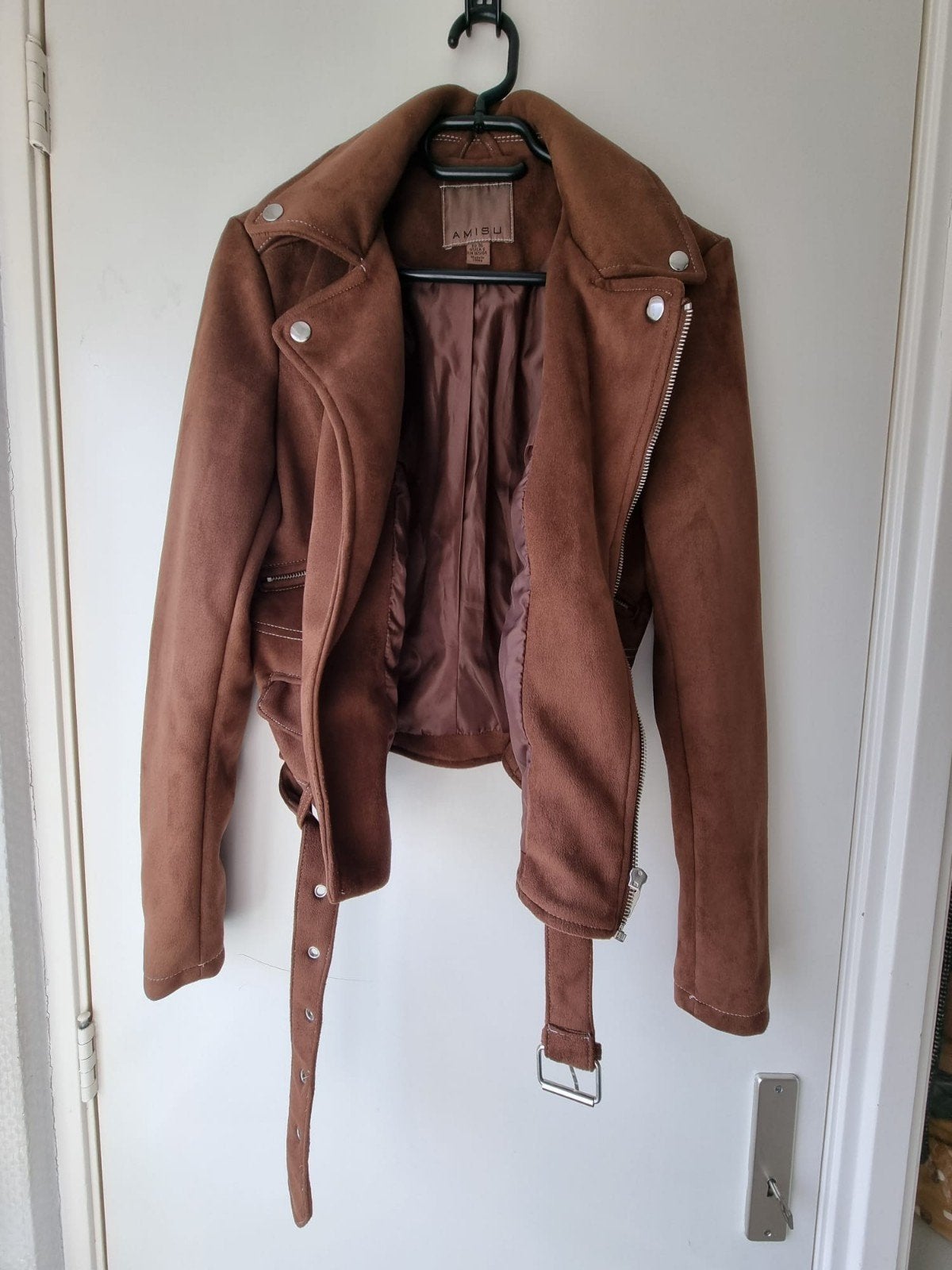 Amisu suède-look bikerjack - Maat S, Bruin, Ophalen of Verzenden, Zo goed als nieuw, Maat 36 (S)