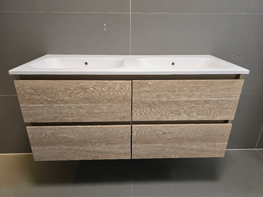 Wastafelmeubel 120 cm en mat witte wastafel, Ophalen, 100 tot 150 cm, Nieuw, Minder dan 100 cm