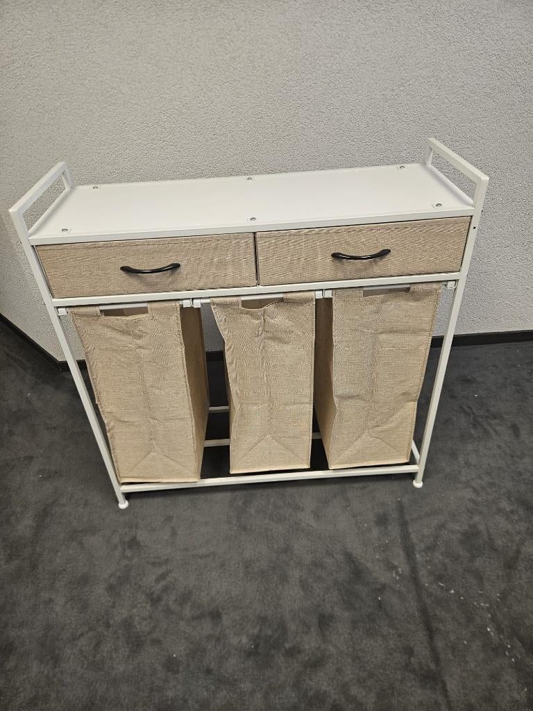 Wasmand 3 vakken (150L) met lades – modern & praktisch, Ophalen, Casayali, Beige, Zo goed als nieuw