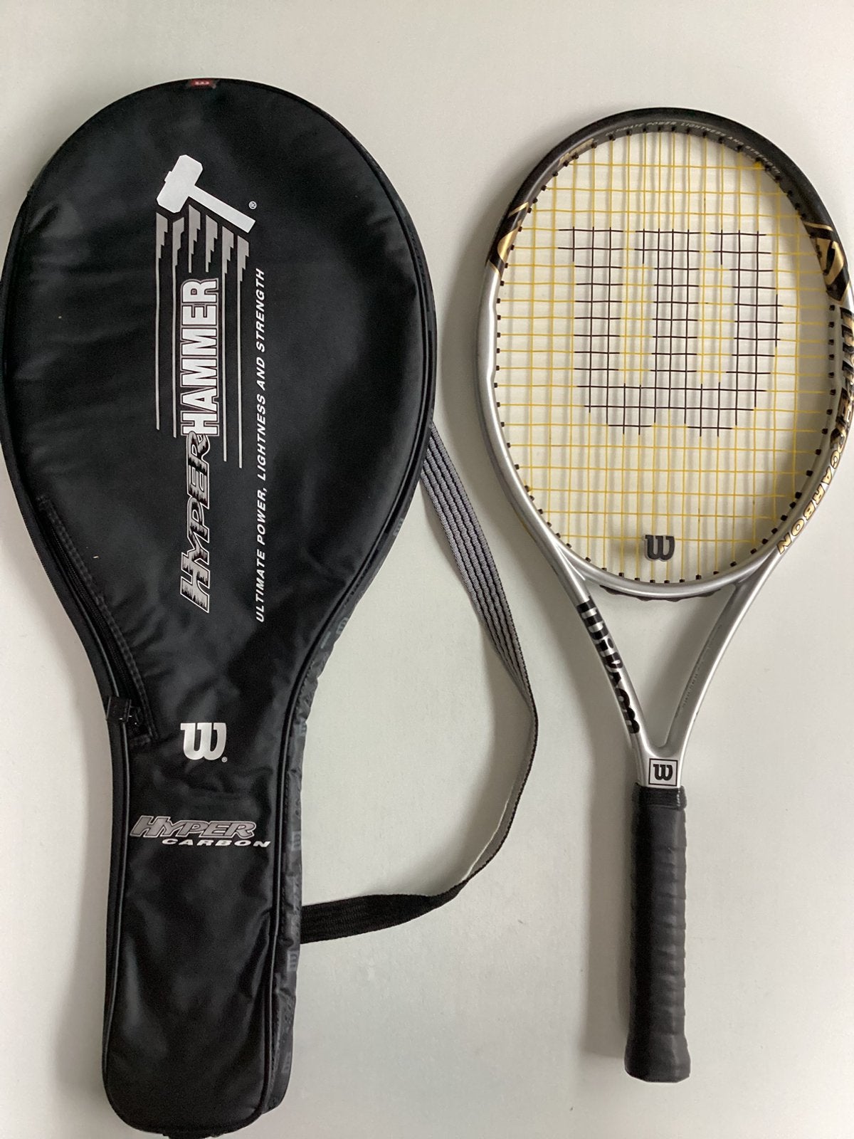 Mooi Wilson Hyper Hammer 5.2 tennisracket  (L3)+ tennishoes., Ophalen, Zo goed als nieuw, Wilson, Racket