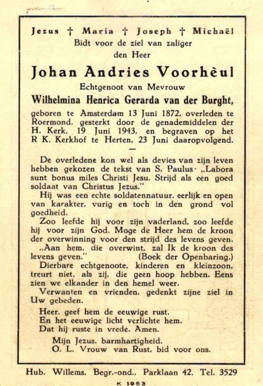 Voorhèul Johan Andries Amsterdam 1872-1943 Herten, Ophalen of Verzenden