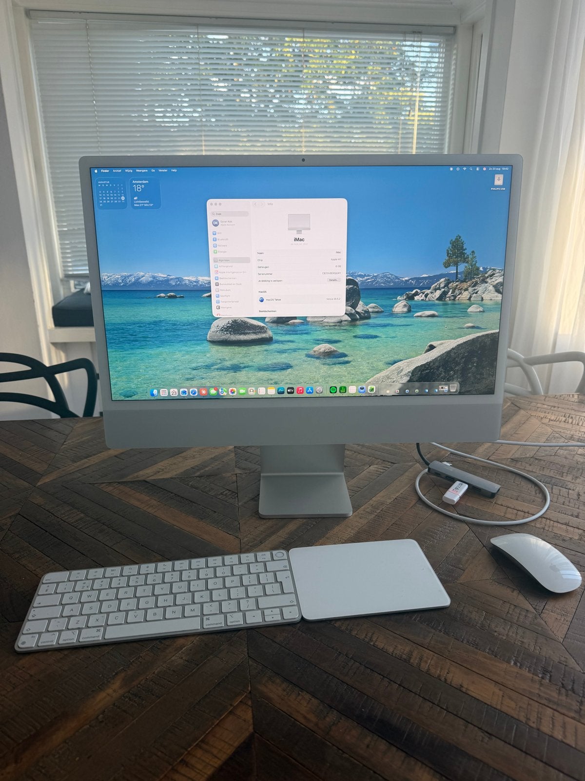 iMac M1 24" (Early 2021) 256GB SSD + accessoires, Computers en Software, Apple Desktops, Ophalen, IMac, Zo goed als nieuw, Onbekend