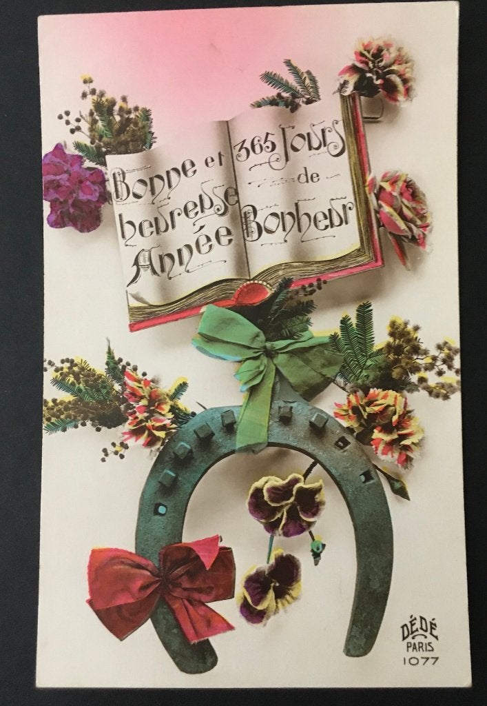 Prentbriefkaart: Hoefijzer, Boek., Ophalen of Verzenden, 1940 tot 1960, Gelopen, Overige thema's