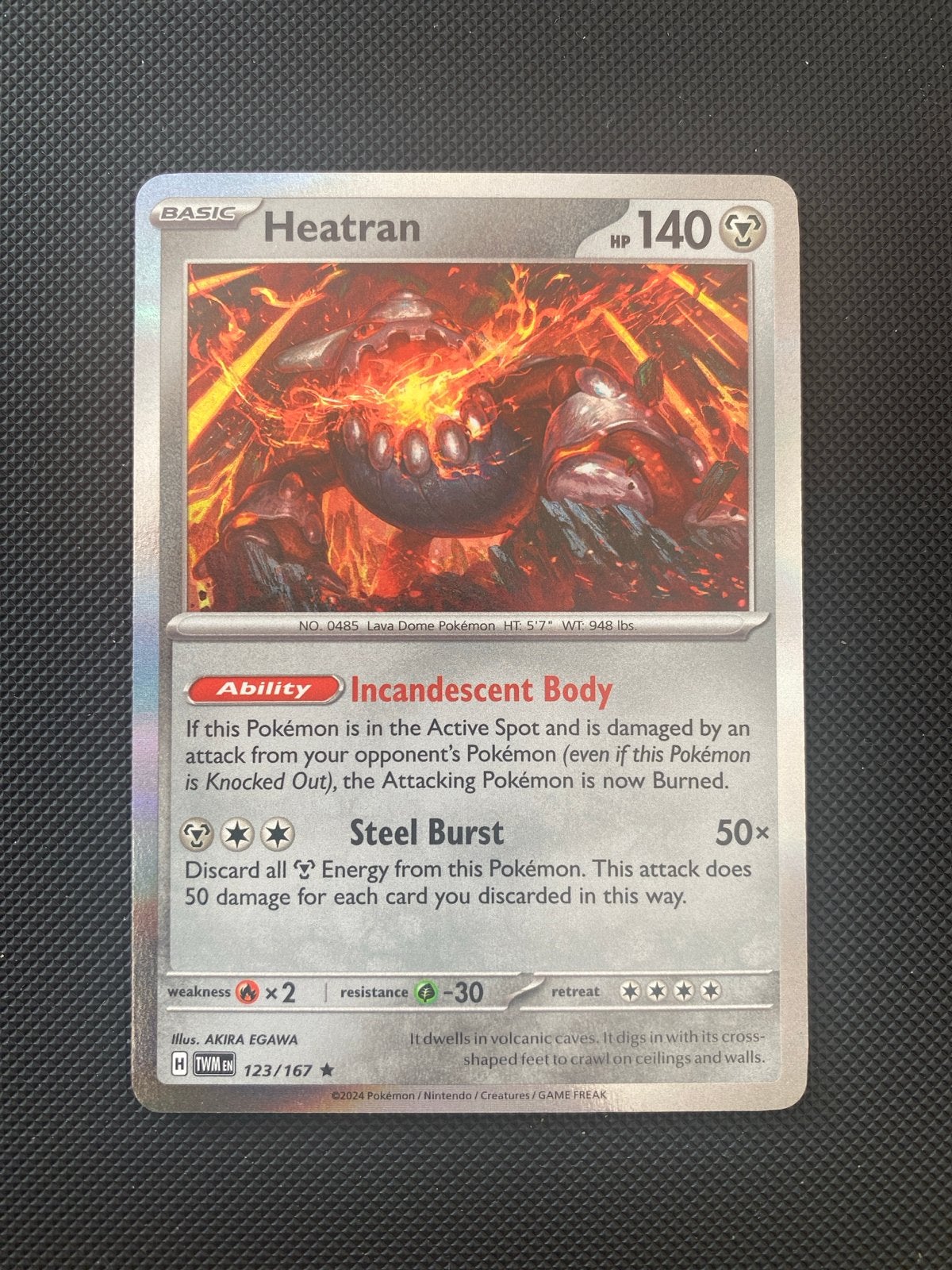 Heatran 123/167 Rare Holo Twilight Masquerade, Ophalen of Verzenden, Zo goed als nieuw, Losse kaart, Foil