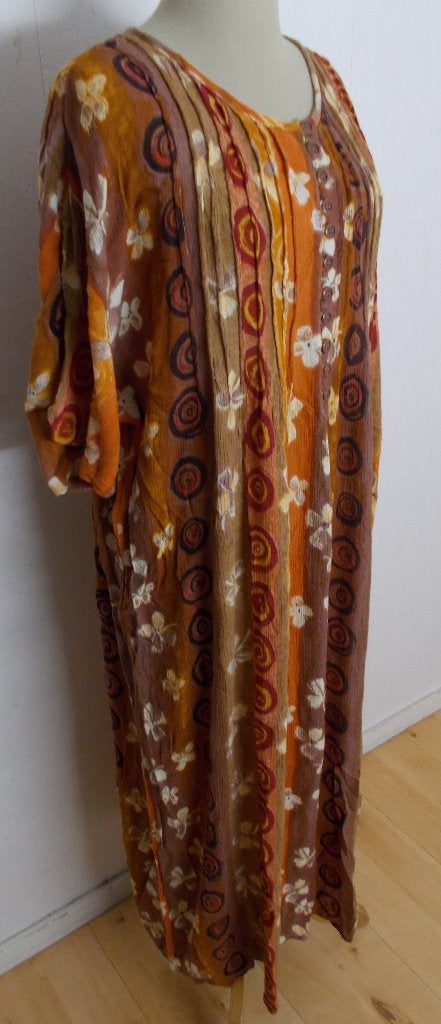 Mooie kleuren made in India viscose maxi print jurk! XL, Kleding | Dames, Maat 46/48 (XL) of groter, Zo goed als nieuw, Onder de knie