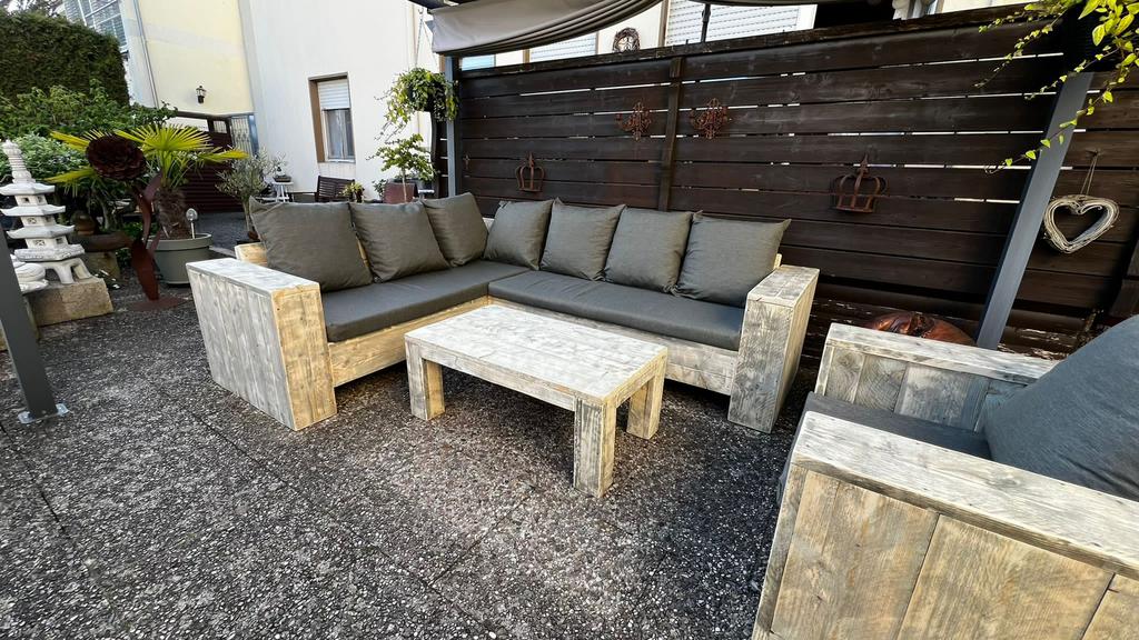 Steigerhout hoekbank tuinset loungeset loungebank Megasale!, Tuin en Terras, Tuinsets en Loungesets, Ophalen of Verzenden, Zo goed als nieuw