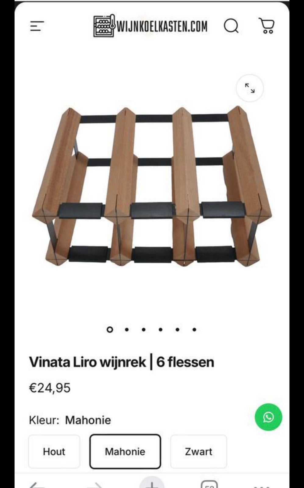 Twee Vinata Liro wijnrekken 6 flessen mahonie, Ophalen of Verzenden, Nieuw, Hout, 5 tot 15 flessen