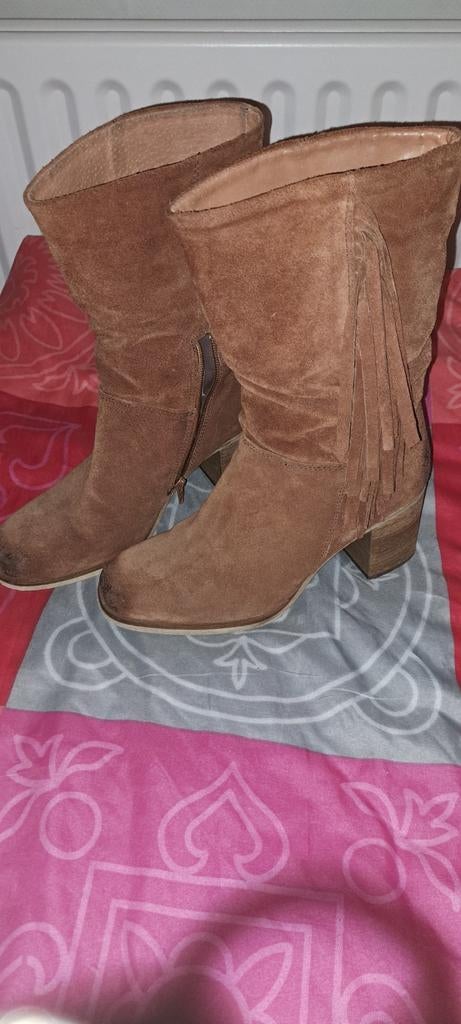 Super Gave suede Cowboy Country Western laars met franje, Ophalen of Verzenden, Zo goed als nieuw, Bruin, Hoge laarzen
