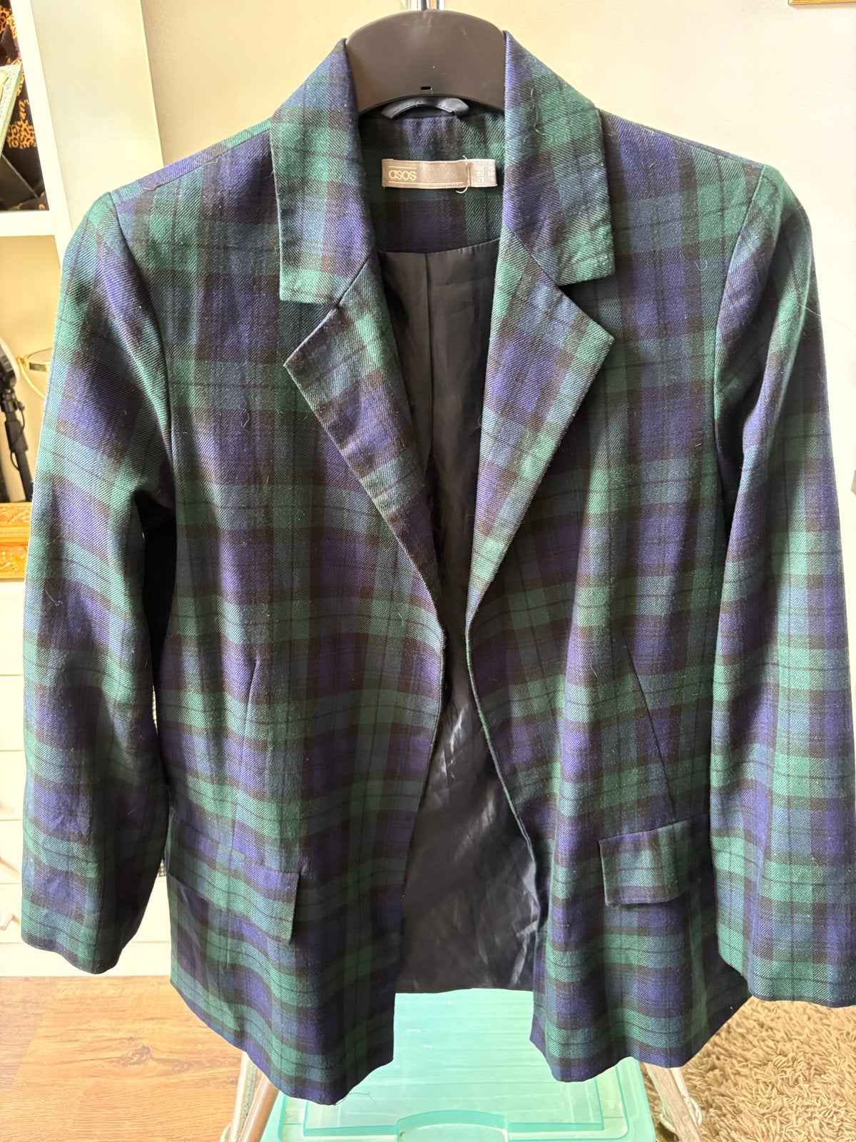 ASOS Geruite Blazer - Groen/Blauw, Maat 38/40 (M), Ophalen of Verzenden, Zo goed als nieuw, Jasje