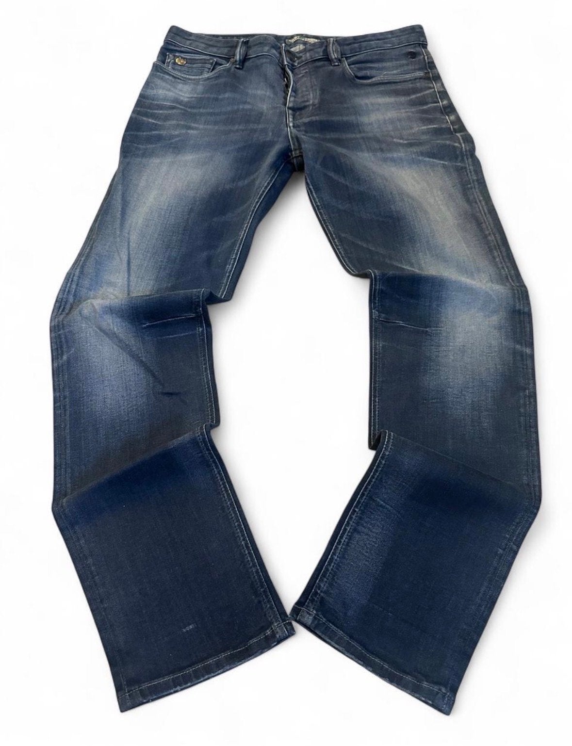 Cast Iron Cope Tapered Fit Jeans W34 L32 Donkerblauw Stretch, Ophalen of Verzenden, Gedragen, Blauw, W33 - W34 (confectie 48/50)