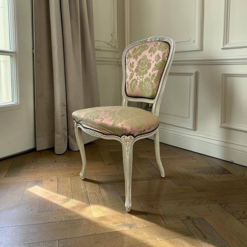 Vintage barok stoel met roze / groen accent, Ophalen