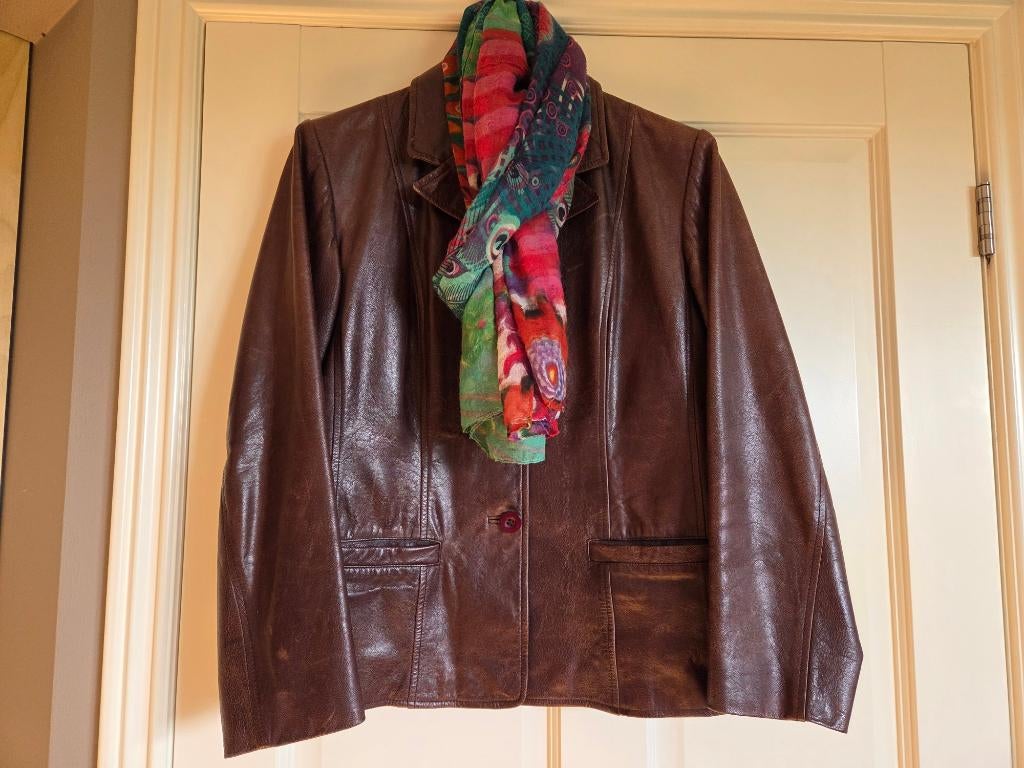 vintage leren jas  - s. Oliver - maat 42, Kleding | Dames, Overige kleuren, Maat 42/44 (L), Ophalen of Verzenden, Gedragen