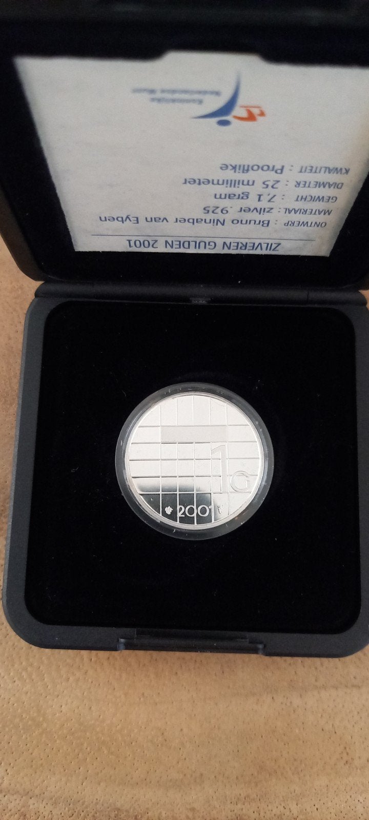 ZilverenGulden2001Prooflike - Koninklijke Nederlandse Mu, 1 gulden, Koningin Beatrix, Zilver, Ophalen of Verzenden