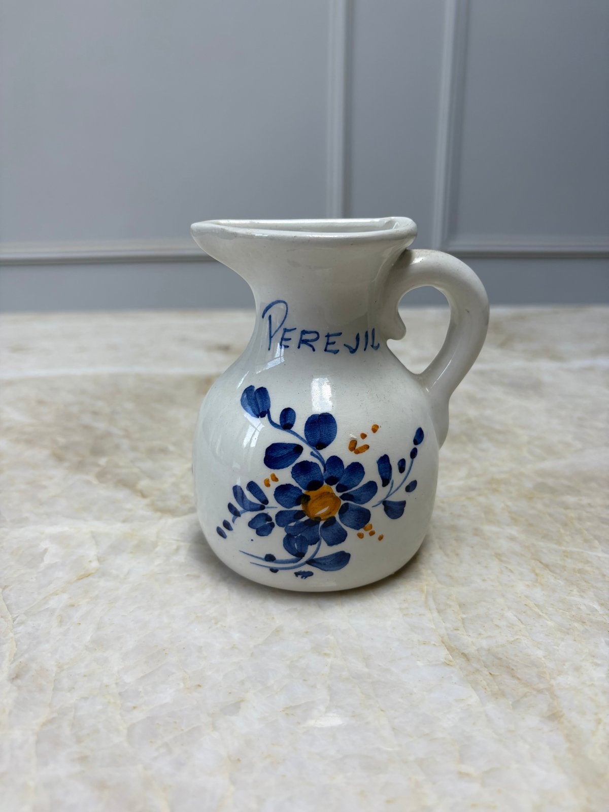Vintage keramische kan 'Perejil' met bloemmotief, Antiek en Kunst, Ophalen of Verzenden