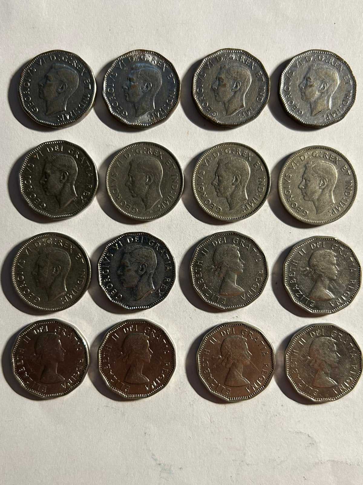 Partij 16x oude Canadese 5 cent munten (1939-1961) incl. WO2, Ophalen of Verzenden, Noord-Amerika