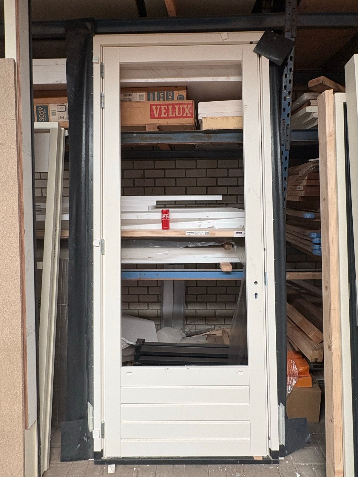 Witte Buitendeur met Glaspaneel, 215 cm of meer, Nieuw, Buitendeur, Hout