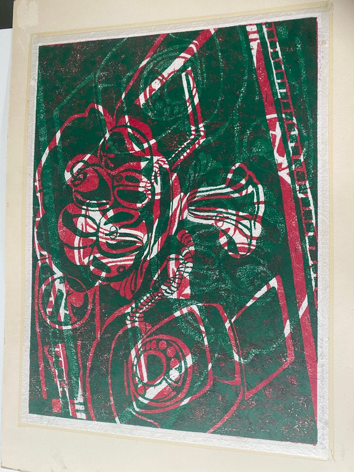 Antoinette Gispen - Abstracte Houtsnede (1957), Antiek en Kunst, Kunst | Etsen en Gravures, Ophalen of Verzenden, Houtsnede, Genummerd