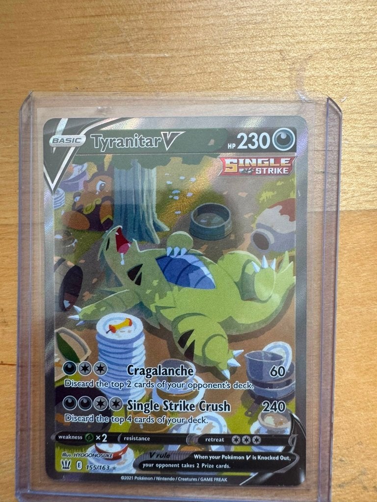 Pokémon Tyranitar V 155/163 Alternate Art uit BS engels, Ophalen of Verzenden, Zo goed als nieuw, Losse kaart