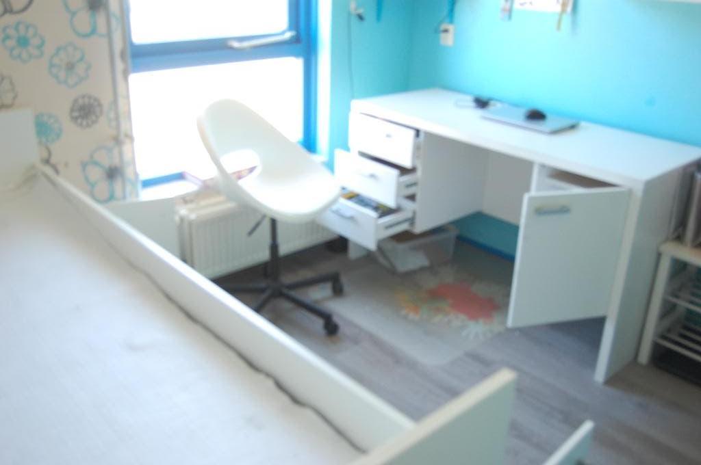 Een KAJUITBED  BUREAU  STOEL MATRAS, Ophalen, 85 tot 100 cm, Gebruikt, Matras