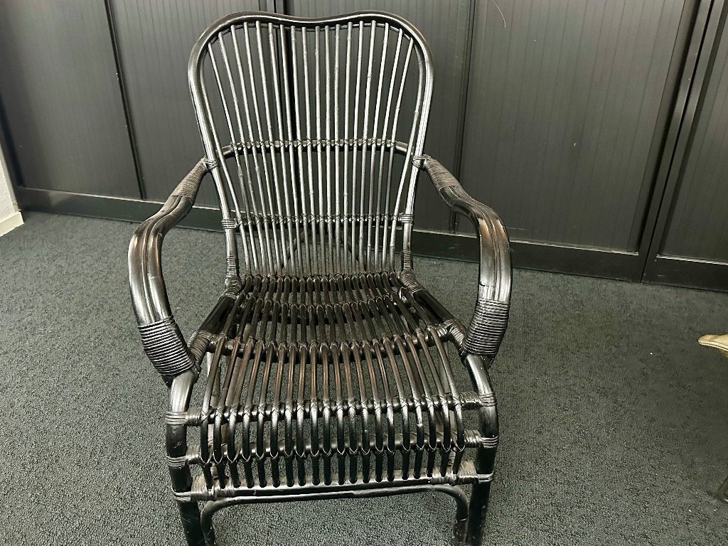 Rotan stoel (Fauteuil), Ophalen, Zwart, Riet of Rotan, Zo goed als nieuw
