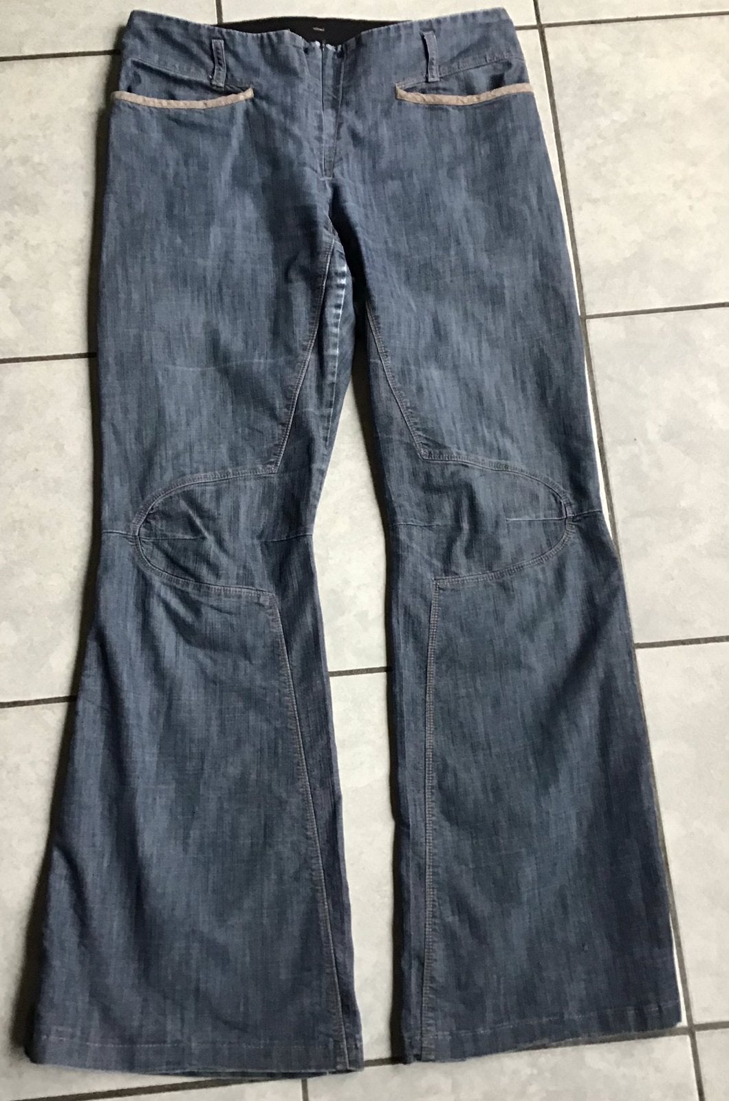 Le Jeans Marithé + Francois Girbaud, wijde pijp, maat 40, Girbaud, Blauw, Ophalen of Verzenden, W30 - W32 (confectie 38/40)