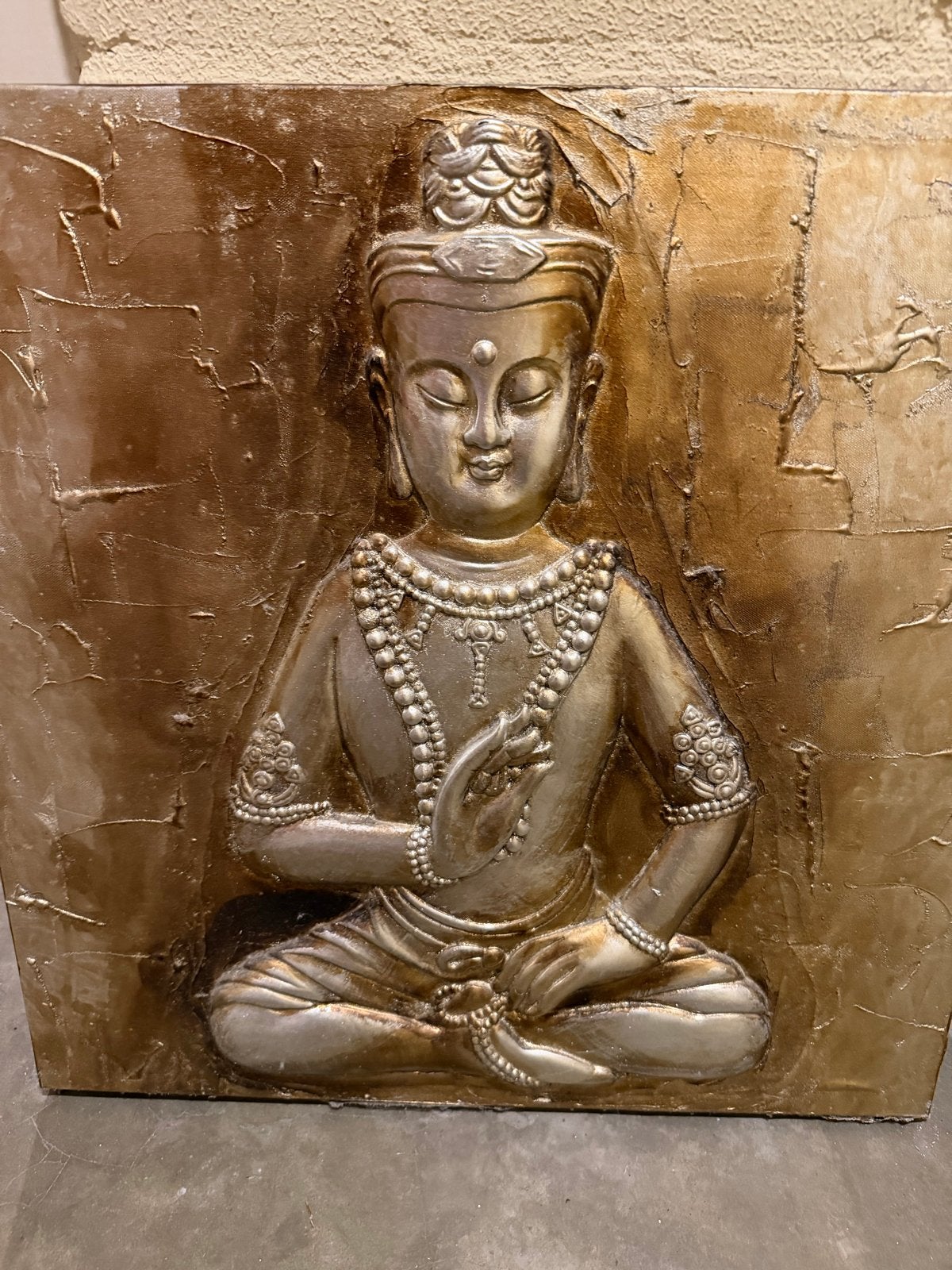 Decoratief Boeddha Paneel - Goud/Zilver Reliëf, Met reliëf, Gebruikt, Ophalen of Verzenden, Meerkleurig