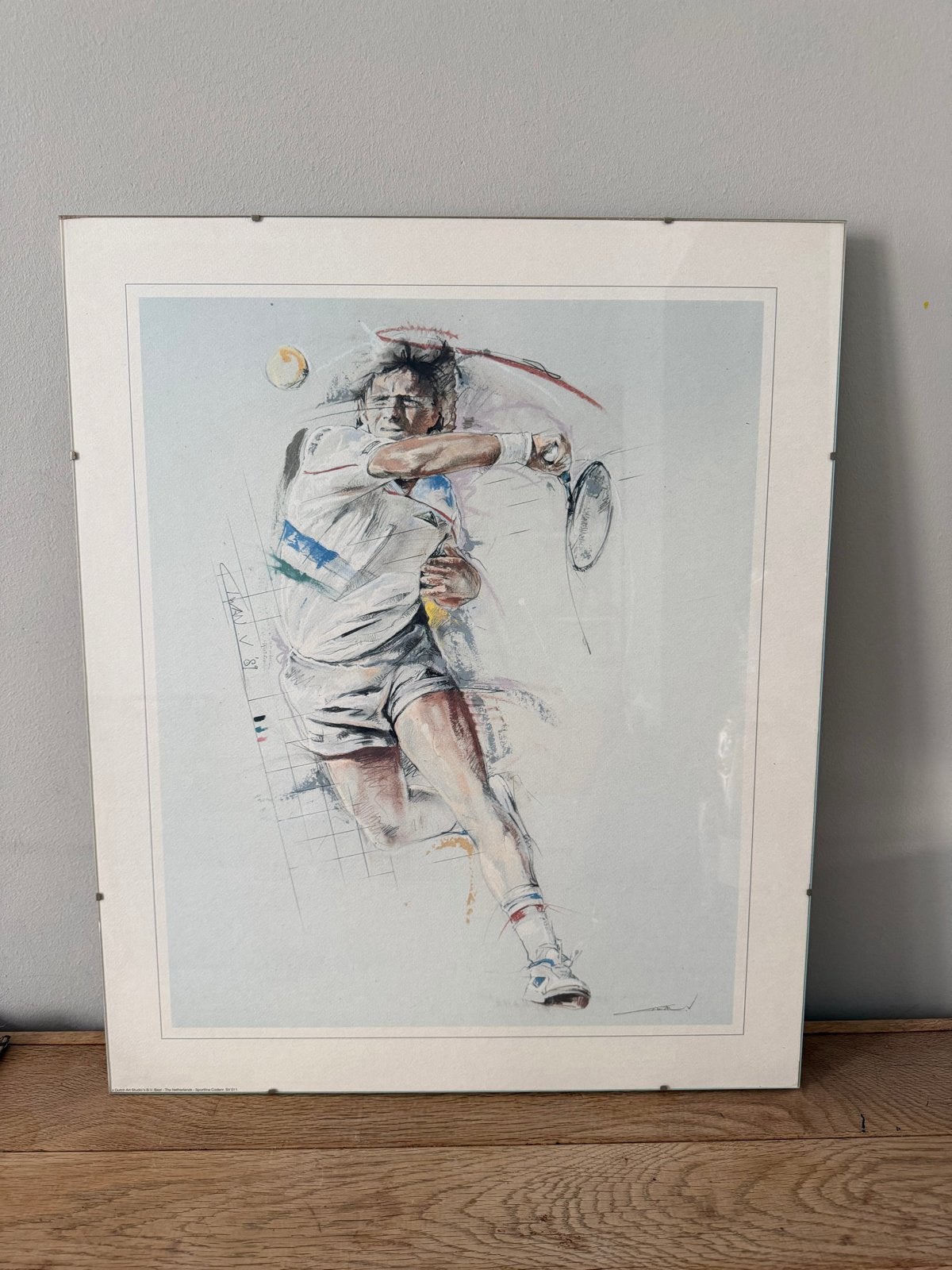 Orig. Litho TennisspelerTwan van de Vorstenbosch gesigneerd, Ophalen, Print, Gemengde techniek, Gesigneerd