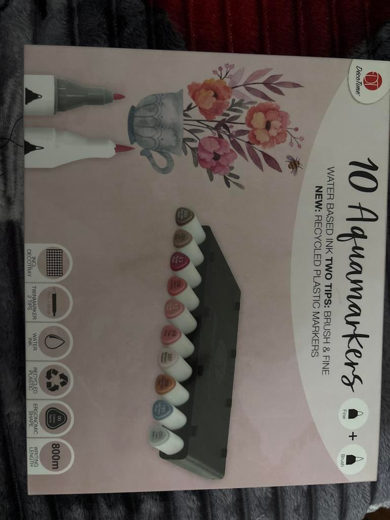 10 Aquamarkers met twee punten en deco tray, Ophalen, Nieuw, Potlood of Stift