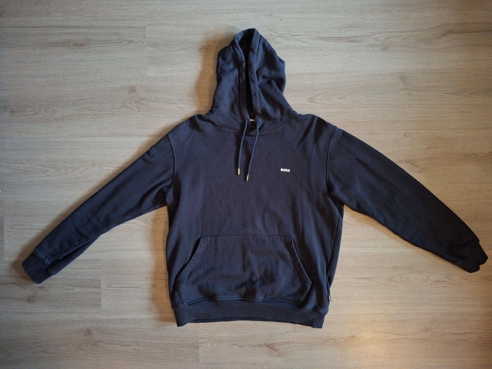 Hugo Boss Donkerblauwe Hoodie - Maat XL, Blauw, Maat 56/58 (XL), Ophalen of Verzenden, Zo goed als nieuw