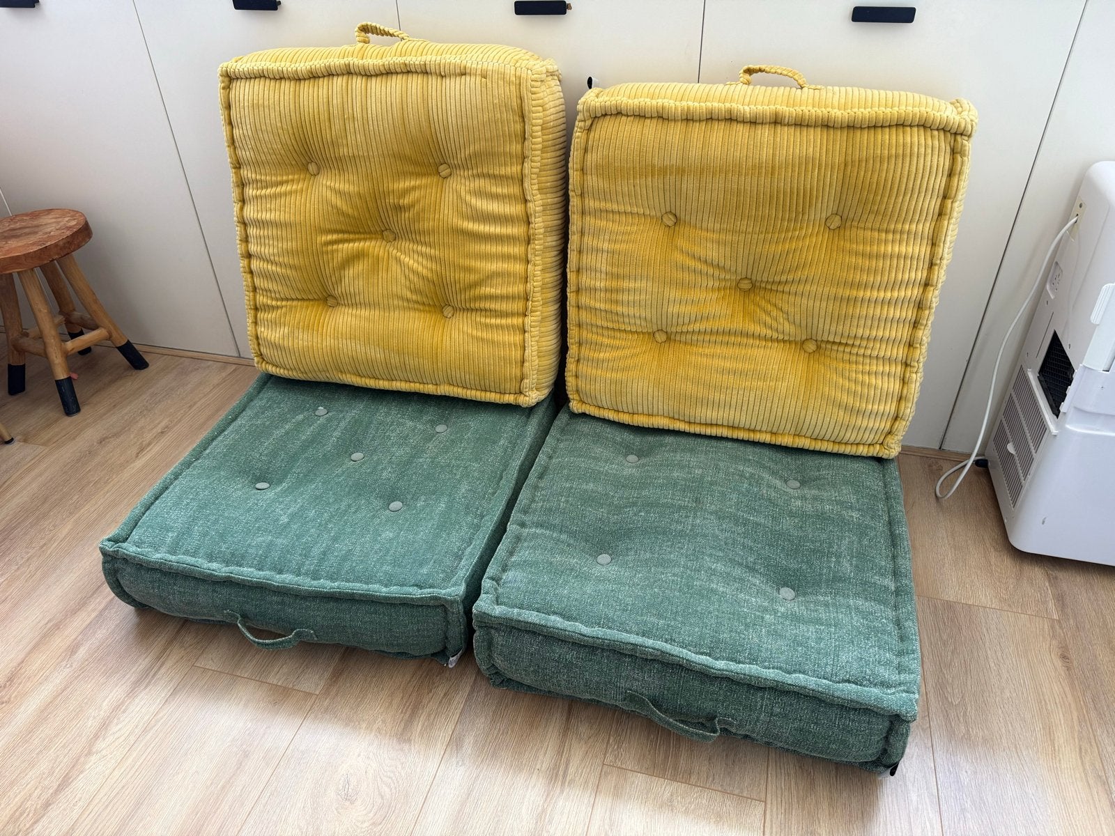Palletkussens Vloerkussens Loods 5 60x60 - Geel & Groen, Ophalen, Overige merken, Gebruikt, Meerkleurig