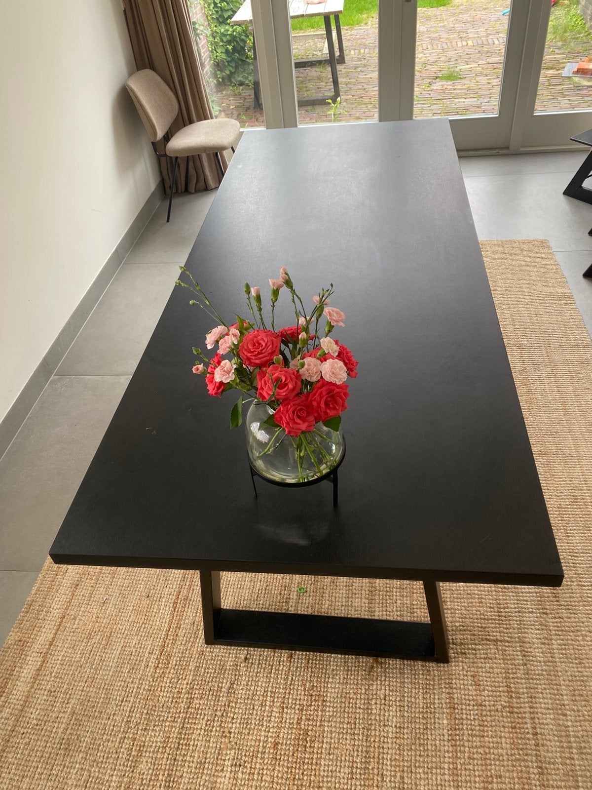 Houten zwarte eetkamertafel, Huis en Inrichting, Tafels | Eettafels, Ophalen, Gebruikt, Eikenhout, 200 cm of meer