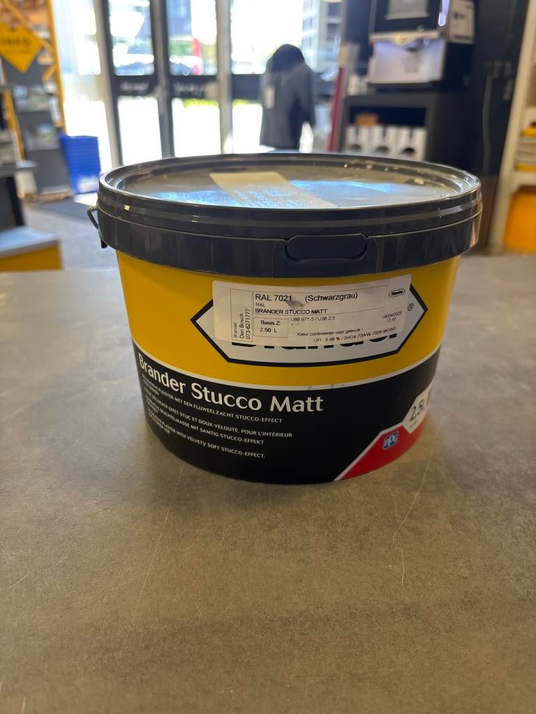 Brander Stucco Matt RAL 7021 (Schwarzgrau) - 2.5L, Ophalen, Nieuw, Verf, Grijs