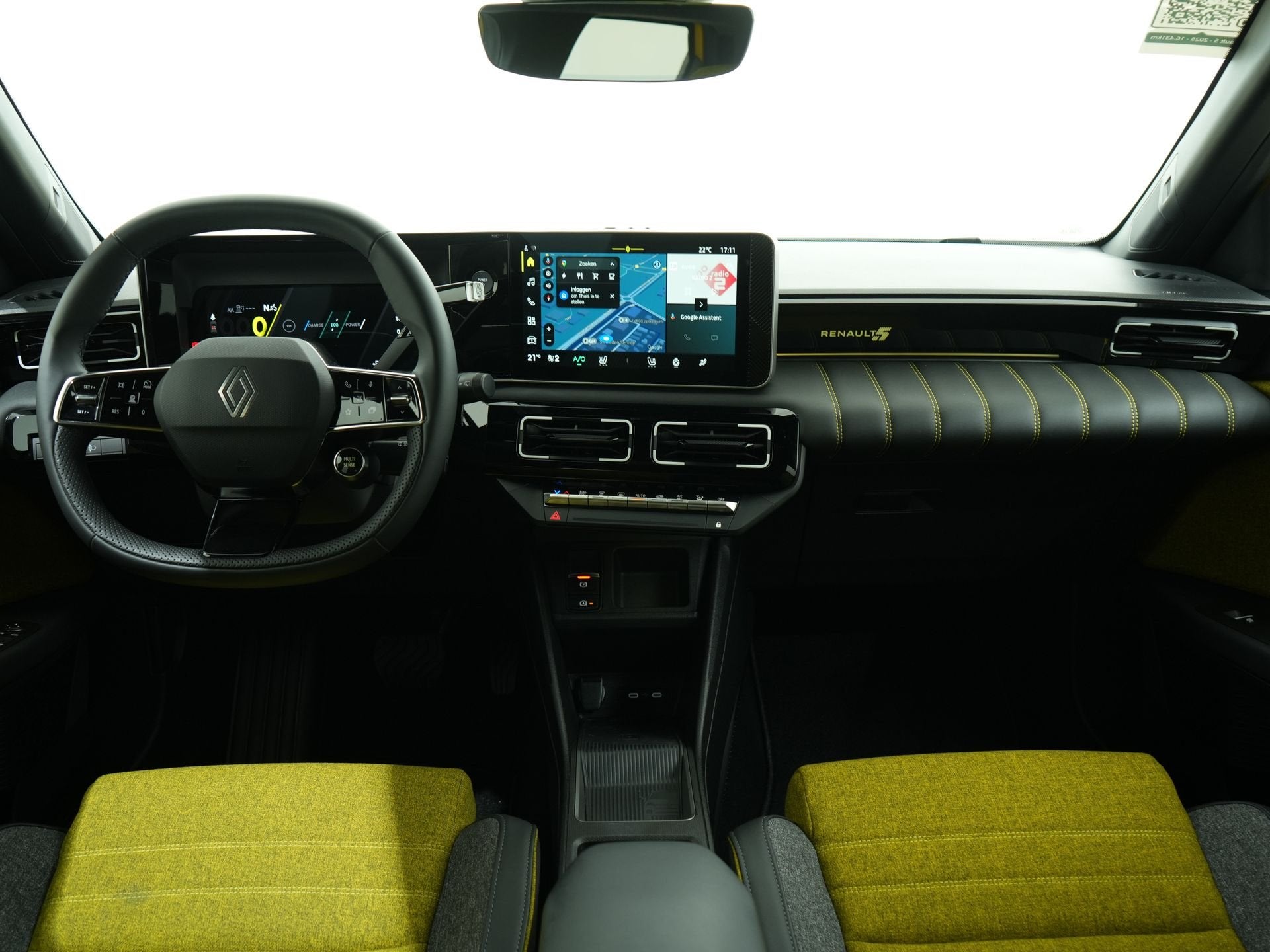 Renault 5 COMFORT RANGE 150PK ICONIC CINQ 52 KWH 3-FASE SOH, Auto's, Automatische klimaatregeling, Stof, Gebruikt, Zwart