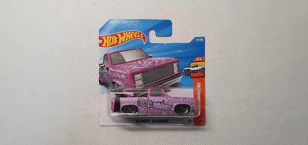 Hot Wheels 83 Chevy Silverado black widow pink, Ophalen of Verzenden, Nieuw, Auto