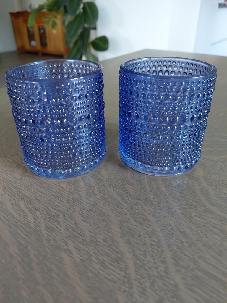 WAXINELICHTHOUDERS - SCANDINAVIAN STYLE, Overige materialen, Blauw, Ophalen of Verzenden, Zo goed als nieuw